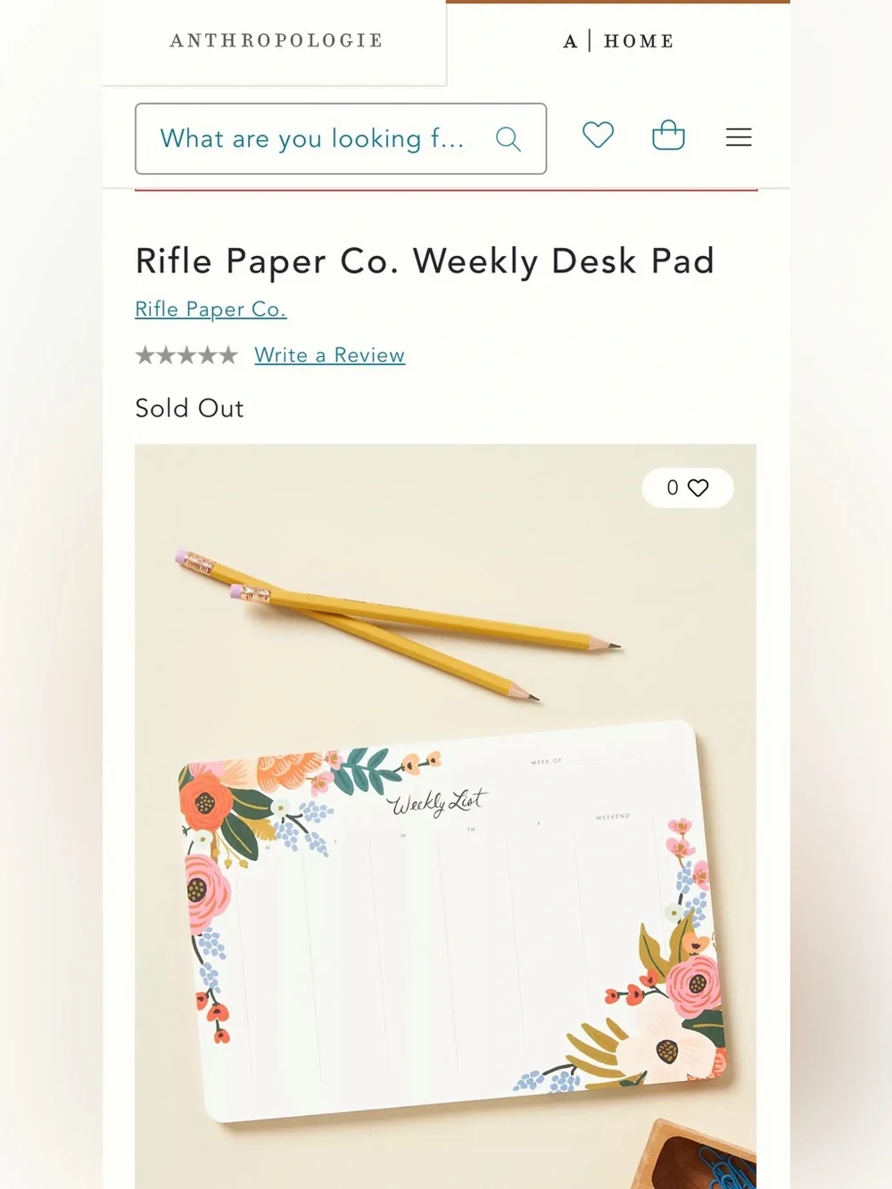Anthropologie Rifle Paper Co. Floral Weekly Desk Notepad Planner - Mouse Pad